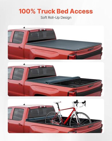 VEVOR Soft Roll-Up Truck Bed Tonneau Cover, Compatible with 2017-2025 Honda Ridgeline, Fits 5 ft (5 ft 4 in/64 in) Bed, Triple-Layer Heavy-Duty PVC Tonneau Cover with Three Aluminum Alloy Support Bars in Saudi Arabia