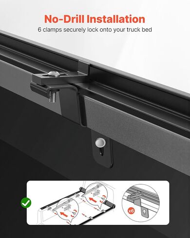 VEVOR Soft Roll-Up Truck Bed Tonneau Cover, Compatible with 2017-2025 Honda Ridgeline, Fits 5 ft (5 ft 4 in/64 in) Bed, Triple-Layer Heavy-Duty PVC Tonneau Cover with Three Aluminum Alloy Support Bars in Saudi Arabia