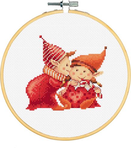 مجموعات التطريز DUTCH STITCH BROTHERS - مجموعة غرز متقاطعة مع طوق مقاس 15.24 سم. 14 قطعة من قماش عايدة. مجموعات التطريز المثالية للمبتدئين. موضوع عيد الميلاد. DSB043F in Kuwait