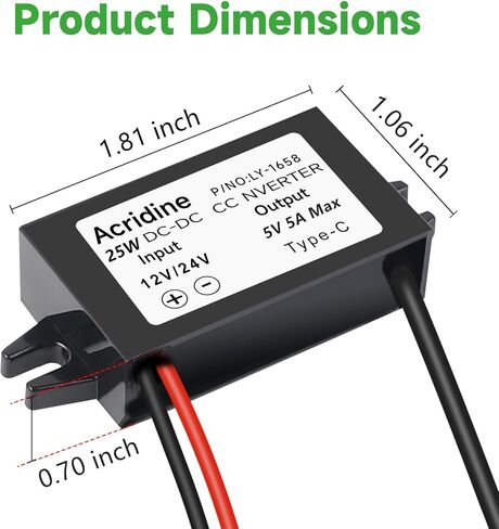 DC 12V/24V to 5V USB C Buck Converter 3A 15W Type-C Output Charging Module Waterproof Buck Power Adapter Compatible with Raspberry Pi 4, Mobile Phone in Kuwait