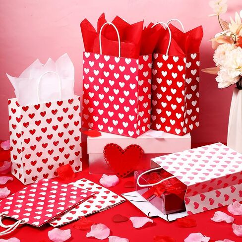 Thenshop 24 Pcs Mother's Day Paper Gift Bags with Handles and Tissue Paper Mom Floral Gift Wraps Bulk Kraft Birthday Party Favor Bags for Mother's Day Baby Showers Wedding Party Decoration Supplies in Kuwait