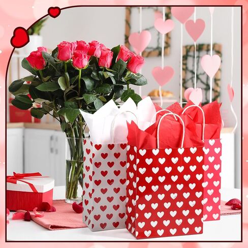 Thenshop 24 Pcs Mother's Day Paper Gift Bags with Handles and Tissue Paper Mom Floral Gift Wraps Bulk Kraft Birthday Party Favor Bags for Mother's Day Baby Showers Wedding Party Decoration Supplies in Kuwait