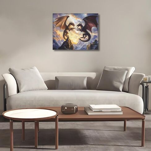 الطلاء بالأرقام للبالغين، طلاء التنين المشتعل بالأرقام، رسم تنين التيروصورات المقاتلة بالأرقام، مجموعات أرقام الألوان، أعمال الرسم اليدوية لديكور المنزل، 16 × 20 بوصة in Kuwait