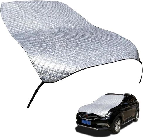Half Car Cover, Hood Windshield Anti-freeze Outdoor Protector for Jump-starting Your Car, Foldable Dust Cover for All Seasons, Universal Portable Garage for Cars (Silver #4.92 Ft x 6.56 Ft) in Saudi Arabia