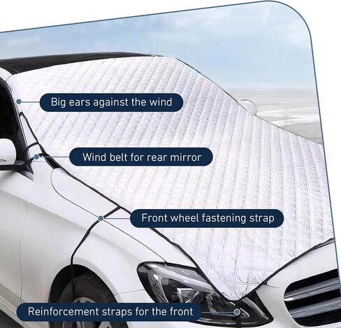 Half Car Cover, Hood Windshield Anti-freeze Outdoor Protector for Jump-starting Your Car, Foldable Dust Cover for All Seasons, Universal Portable Garage for Cars (Silver #4.92 Ft x 6.56 Ft) in Saudi Arabia