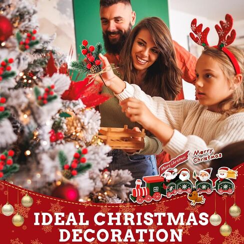 20 Pack Artificial Christmas Tree Picks Christmas Red Berries Stems Pine Branches Spray with Pinecones Holly Leaves for DIY Xmas Garland Wreath Ornaments Holiday Décor (Red Berries) in Saudi Arabia