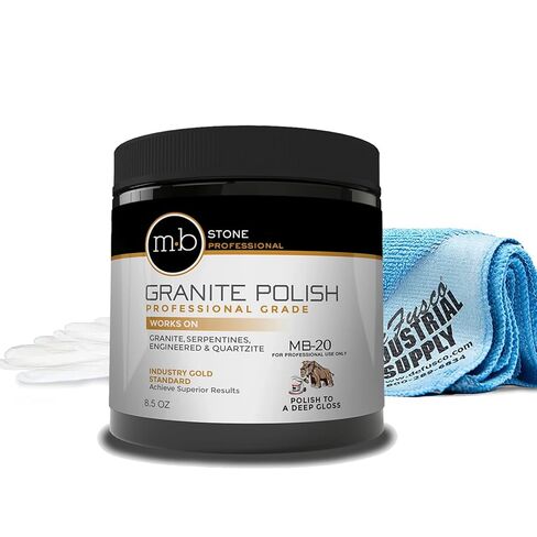 MB-20 Stone Granite Polishing Kit 8.5 Oz Granite Polishing Compound - 16x16 Microfiber Cloth - Gloves - Bundle - 3 Items in Saudi Arabia