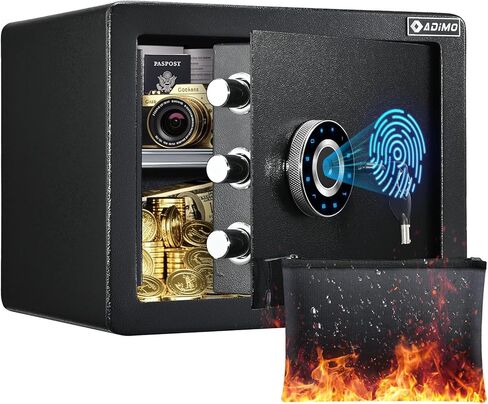 ADIMO Biometric Safe، 1.2 قدم مكعب آمن للمنزل مع لوحة مفاتيح تعمل باللمس، رف قابل للإزالة، نظام إنذار، صندوق نقود من سبائك الصلب للمستندات والمجوهرات والأشياء الثمينة في المنزل والمكتب واستخدام الفندق in Kuwait