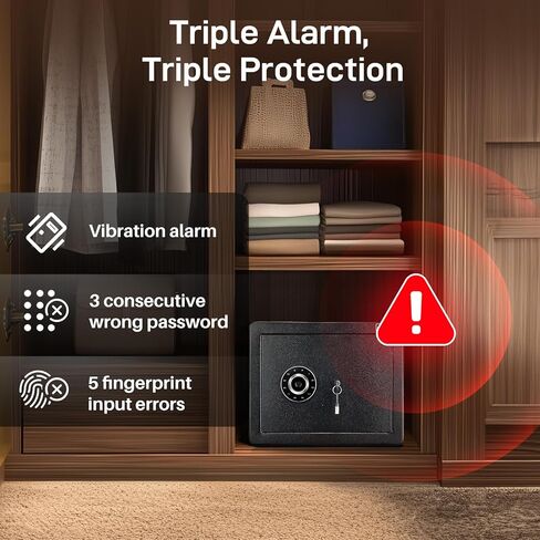 ADIMO Biometric Safe، 1.2 قدم مكعب آمن للمنزل مع لوحة مفاتيح تعمل باللمس، رف قابل للإزالة، نظام إنذار، صندوق نقود من سبائك الصلب للمستندات والمجوهرات والأشياء الثمينة في المنزل والمكتب واستخدام الفندق in Kuwait