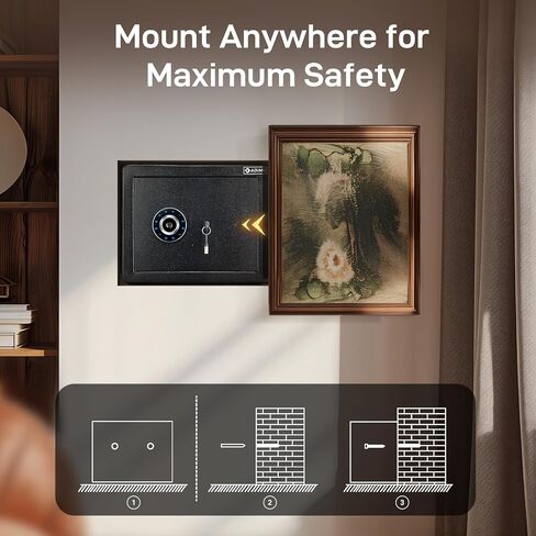 ADIMO Biometric Safe، 1.2 قدم مكعب آمن للمنزل مع لوحة مفاتيح تعمل باللمس، رف قابل للإزالة، نظام إنذار، صندوق نقود من سبائك الصلب للمستندات والمجوهرات والأشياء الثمينة في المنزل والمكتب واستخدام الفندق in Kuwait