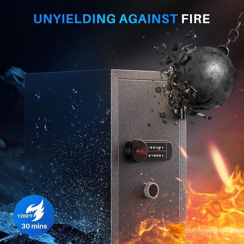 ADIMO Biometric Safe، 1.2 قدم مكعب آمن للمنزل مع لوحة مفاتيح تعمل باللمس، رف قابل للإزالة، نظام إنذار، صندوق نقود من سبائك الصلب للمستندات والمجوهرات والأشياء الثمينة في المنزل والمكتب واستخدام الفندق in Kuwait