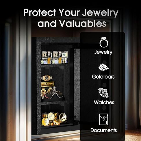ADIMO Biometric Safe، 1.2 قدم مكعب آمن للمنزل مع لوحة مفاتيح تعمل باللمس، رف قابل للإزالة، نظام إنذار، صندوق نقود من سبائك الصلب للمستندات والمجوهرات والأشياء الثمينة في المنزل والمكتب واستخدام الفندق in Kuwait