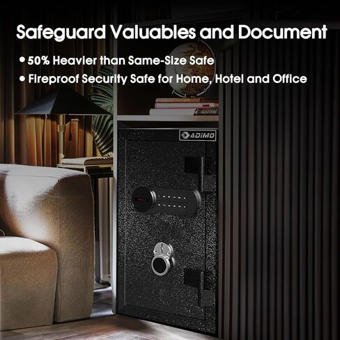 ADIMO Biometric Safe، 1.2 قدم مكعب آمن للمنزل مع لوحة مفاتيح تعمل باللمس، رف قابل للإزالة، نظام إنذار، صندوق نقود من سبائك الصلب للمستندات والمجوهرات والأشياء الثمينة في المنزل والمكتب واستخدام الفندق in Kuwait