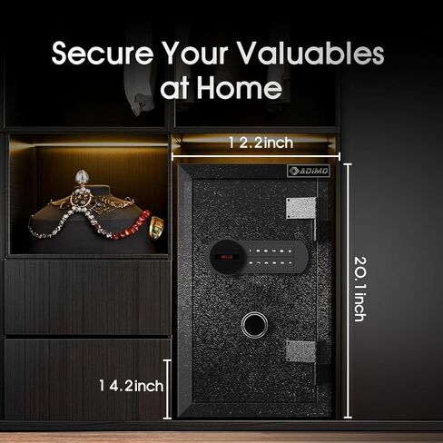 ADIMO Biometric Safe، 1.2 قدم مكعب آمن للمنزل مع لوحة مفاتيح تعمل باللمس، رف قابل للإزالة، نظام إنذار، صندوق نقود من سبائك الصلب للمستندات والمجوهرات والأشياء الثمينة في المنزل والمكتب واستخدام الفندق in Kuwait