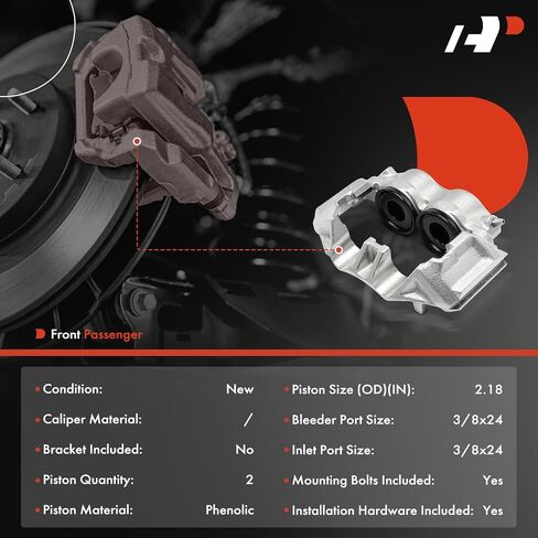 مجموعة فرجار قرص الفرامل الممتازة بدون دعامة متوافقة مع Ford F-250 F250 F-350 F350 1986-1994، E-250 E-350 Econoline Club Wagon 1986-1991 - جانب الركاب الأمامي الأيمن in Saudi Arabia