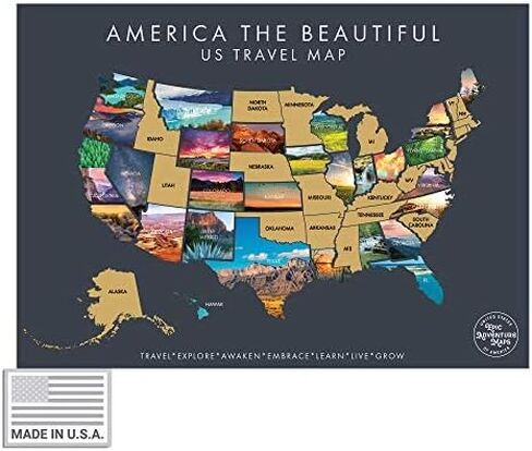 America The Beautiful USA Scratch Off Map- Interactive Travel Map - Scratch Off Poster Reveals Beautiful Nature Photography of Each 50 States - Travelers Gift - Traveler Wall Decor in Kuwait