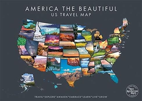 America The Beautiful USA Scratch Off Map- Interactive Travel Map - Scratch Off Poster Reveals Beautiful Nature Photography of Each 50 States - Travelers Gift - Traveler Wall Decor in Kuwait