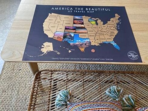 America The Beautiful USA Scratch Off Map- Interactive Travel Map - Scratch Off Poster Reveals Beautiful Nature Photography of Each 50 States - Travelers Gift - Traveler Wall Decor in Kuwait