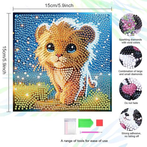 FLAJZ 4 Pack Diamond Art Kits for Kids, 5D Cartoon Cute Animals Dimond Art Kits, Diamond Painting Kits for Kids Beginners, DIY Full Drill Round Mosaic Gem Art Kits for Home Wall Decor 6x6 Inch in Saudi Arabia