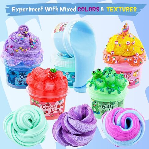 مجموعة سلايم كريستالية شفافة للأطفال، مجموعة صنع سلايم يمكنك صنعها بنفسك مع 36 مجموعة إضافية، دلو سلايم قوس قزح للفتيات والفتيان من عمر 8 إلى 12 سنة، هدية لحفلات أعياد الميلاد وعيد الفصح، 17 أونصة سائلة مصنوعة مسبقًا in Kuwait