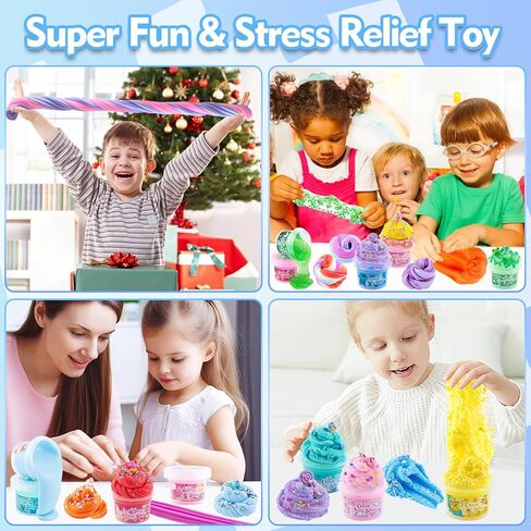 مجموعة سلايم كريستالية شفافة للأطفال، مجموعة صنع سلايم يمكنك صنعها بنفسك مع 36 مجموعة إضافية، دلو سلايم قوس قزح للفتيات والفتيان من عمر 8 إلى 12 سنة، هدية لحفلات أعياد الميلاد وعيد الفصح، 17 أونصة سائلة مصنوعة مسبقًا in Kuwait