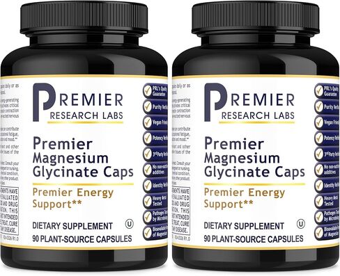 Premier Research Labs Magnesium Glycinate Supplement - Pure Magnesium, High Absorption, Supports Sleep Quality, Chelated, Vegan, Third Party Tested, Premier Energy Support - 90 Capsules in Saudi Arabia