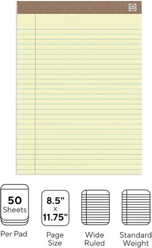 STAPLES TRU RED Notepads 8.5" x 11.75" Wide Ruled White 50 Sheets/Pad, 12 Pads/PK (TR58185) in Saudi Arabia