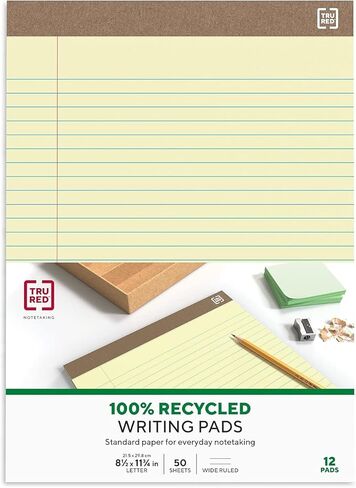 STAPLES TRU RED Notepads 8.5" x 11.75" Wide Ruled White 50 Sheets/Pad, 12 Pads/PK (TR58185) in Saudi Arabia
