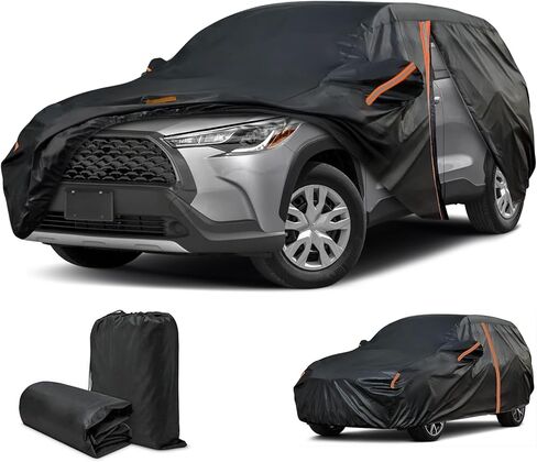 غطاء لسيارة Toyota Corolla Cross، غطاء لسيارة Corolla Cross 2022-2025، غطاء Corolla Cross مناسب حسب الطلب، واقي من الغبار للأشعة فوق البنفسجية من Hail Snow Sun Rain، غطاء SUV مع سحاب باب/شريط عاكس in Kuwait