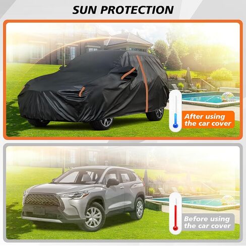 غطاء لسيارة Toyota Corolla Cross، غطاء لسيارة Corolla Cross 2022-2025، غطاء Corolla Cross مناسب حسب الطلب، واقي من الغبار للأشعة فوق البنفسجية من Hail Snow Sun Rain، غطاء SUV مع سحاب باب/شريط عاكس in Kuwait