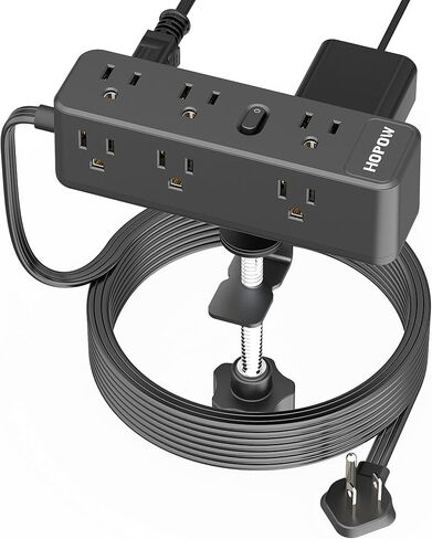 Desk Clamp Power Strip, Desktop Edge Mount Surge Protector with 9 Outlets 4 USB Ports (2 USB C), 10 Ft Flat Plug Extension Cord, Tabletop Charging Station for Home Office, Black in Kuwait
