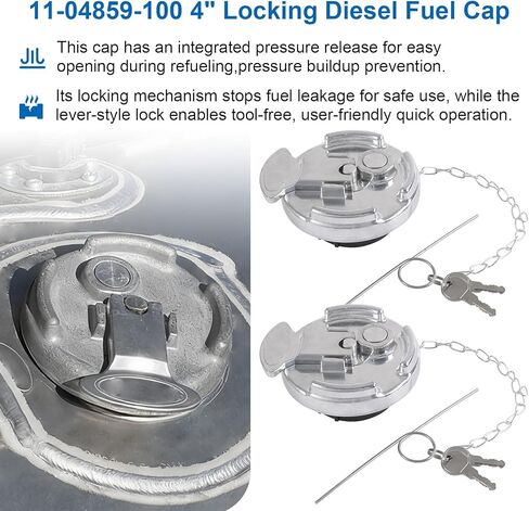 2Pcs 11-04859-100 4" Locking Diesel Fuel Cap w/2 Key Compatible with 1972-2017 Peterbilt 330 379 389 579 587 Trucks Replace 11-04859-200 572.1015 600212 Lever-Style Aluminum Fuel Tank Cap Lock Gas Cap in Saudi Arabia