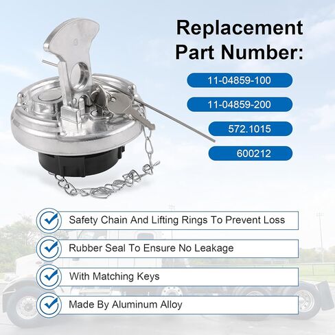 2Pcs 11-04859-100 4" Locking Diesel Fuel Cap w/2 Key Compatible with 1972-2017 Peterbilt 330 379 389 579 587 Trucks Replace 11-04859-200 572.1015 600212 Lever-Style Aluminum Fuel Tank Cap Lock Gas Cap in Saudi Arabia