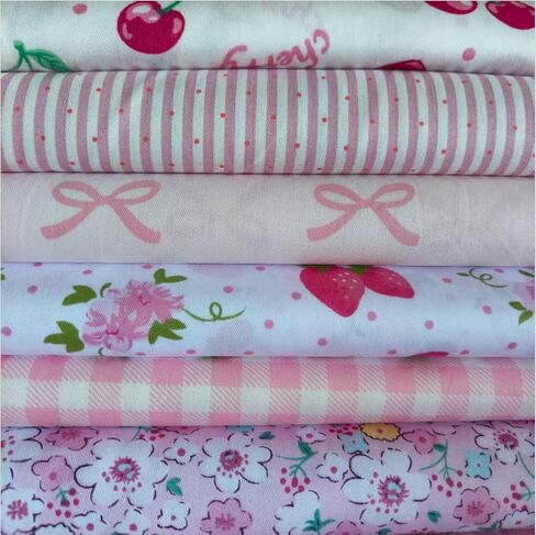 7PCS 9.8" x 9.8"(25 * 25CM) Quilting Fat Quarters Fabric Bundles, for Sewing Crafting,Print Floral Striped Polka Dot 100% Cotton Gingham Fabric (Green, 25 * 25cm) in Saudi Arabia