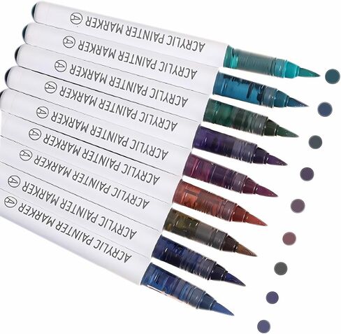 9 Color Green Series Set of Water-based Acrylic Paint Marker, Soft Brush Tips Pens, for Art Creation, Paper, Eggs, Glass, Rock Painting, Mugs, Graffiti, Card Making in Saudi Arabia
