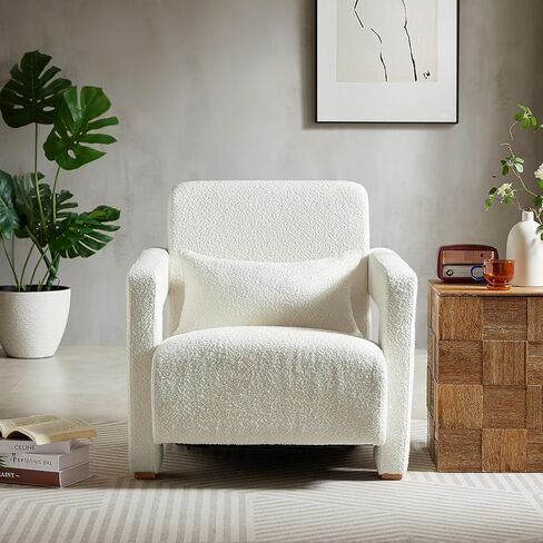 Sleek Right Angle Armrests, Ergonomic Lumbar Support, Square Wooden Block Legs, Inclined Seat for Comfort, Artistic Statement Pcs for Living Room,Bedroom and Study in Saudi Arabia