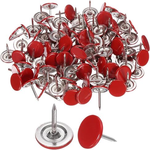 uxcell 120Pcs Push Pins, 11mmx10mm Round Flat Head Decorative Thumb Tacks Upholstery Tacks for Cork Board Office Wall Hangings, Red in Saudi Arabia