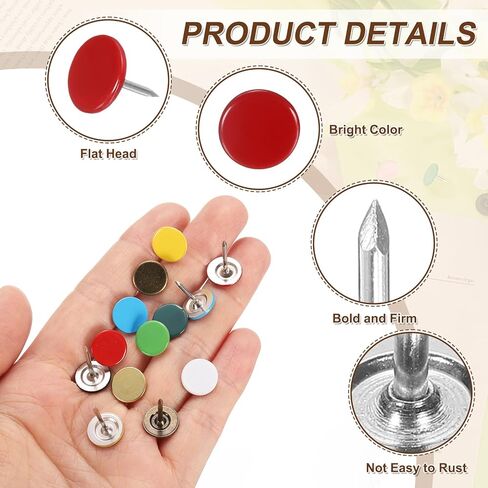 uxcell 120Pcs Push Pins, 11mmx10mm Round Flat Head Decorative Thumb Tacks Upholstery Tacks for Cork Board Office Wall Hangings, Red in Saudi Arabia