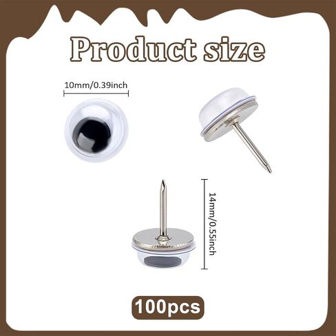 PH PandaHall 100pcs Black Thumb Tacks Wiggle Googly Eye Push Pins Eye Wall Pin Creative Push Pins Tacks 10mm Decorative Thumbtacks Small Cork Board Pushpin for Map Bulletin Board Photo Office Home in Saudi Arabia