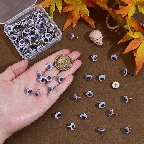 PH PandaHall 100pcs Black Thumb Tacks Wiggle Googly Eye Push Pins Eye Wall Pin Creative Push Pins Tacks 10mm Decorative Thumbtacks Small Cork Board Pushpin for Map Bulletin Board Photo Office Home in Saudi Arabia