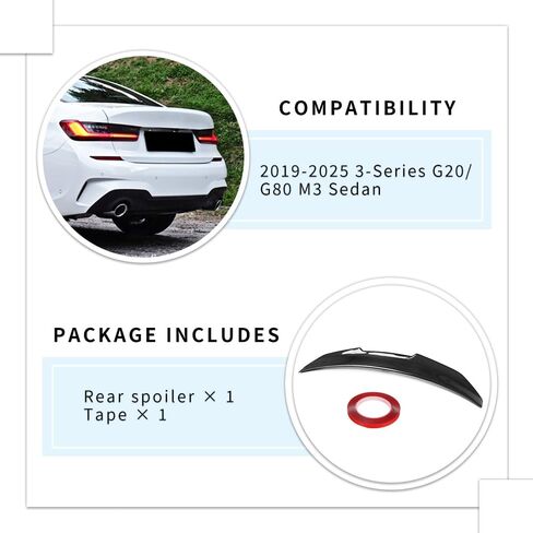 Carbon Fiber Pattern F30 Spoiler PSM-Style Compatible with (2013-2018) 3 Series F30 Sedan / F80 M3 Sedan in Kuwait