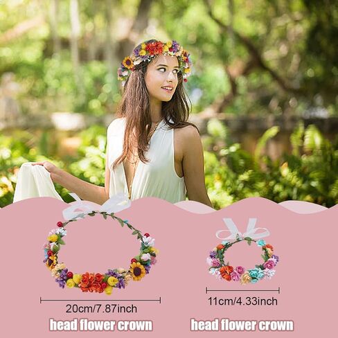 INFUNLY 20 Set DIY Flower Crowns Making Kit Handmade Floral Crown Garland Kit Make Your Own Flower Wreath Hair Accessories Gift for Women in Saudi Arabia