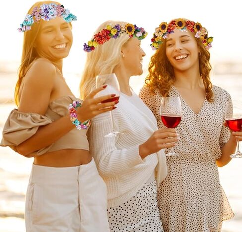 INFUNLY 20 Set DIY Flower Crowns Making Kit Handmade Floral Crown Garland Kit Make Your Own Flower Wreath Hair Accessories Gift for Women in Saudi Arabia
