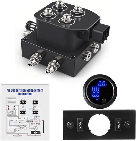 12V Air Management Featuring 4-Valve Air Ride Suspension Manifold, Simplify Control Panel and Ship Type Switch and Three-Way Blue Display Air Pressure Gauges in Saudi Arabia