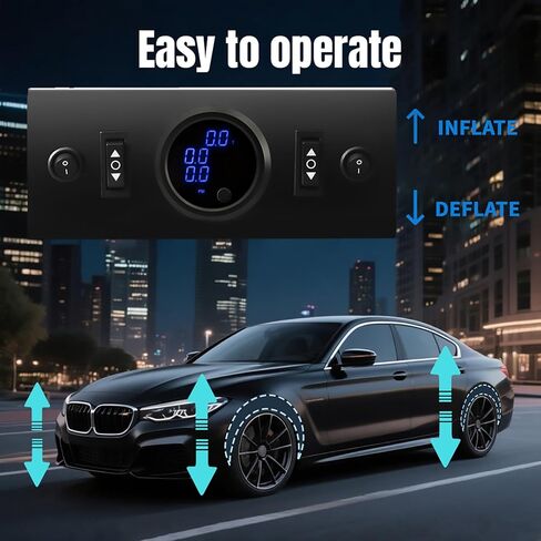12V Air Management Featuring 4-Valve Air Ride Suspension Manifold, Simplify Control Panel and Ship Type Switch and Three-Way Blue Display Air Pressure Gauges in Saudi Arabia