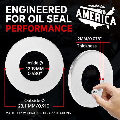 Votex - Oil Drain Plug Crush Washer fits Toyota Grand Highlander (2024-2026) - 2.5 Liter - 4 Cylinder - 20 Pack - Made in USA in Saudi Arabia
