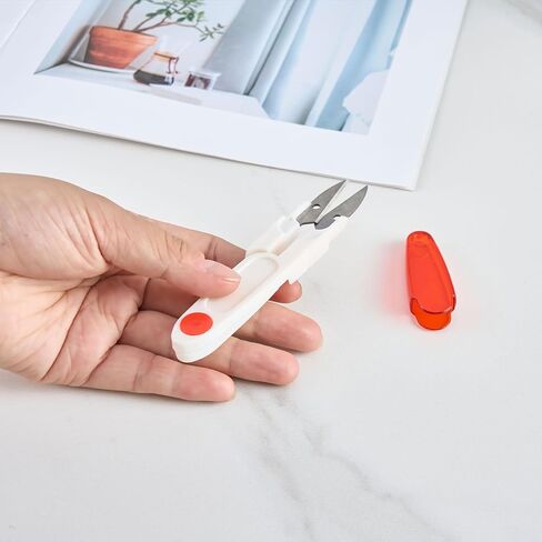 4PCS Compact 4 Inch U Shaped Portable Scissors with Protective Safety Cover for Yarn, Cross-Stitch, Thread, Sewing - Ideal for Craft, DIY in Saudi Arabia