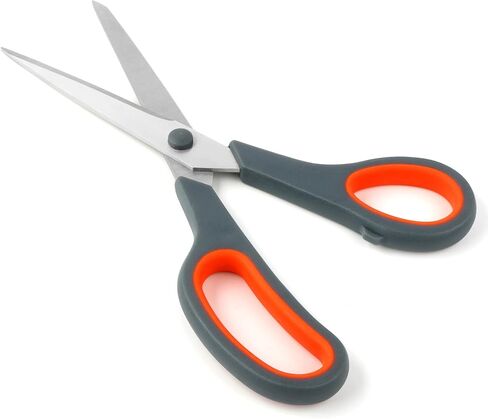 Scissors Fabric All Purpose Scissors for Office Multipurpose, Comfort Grip, PVD Coated, Stainless Steel Office Scissor 8 inch Grey Orange in Saudi Arabia