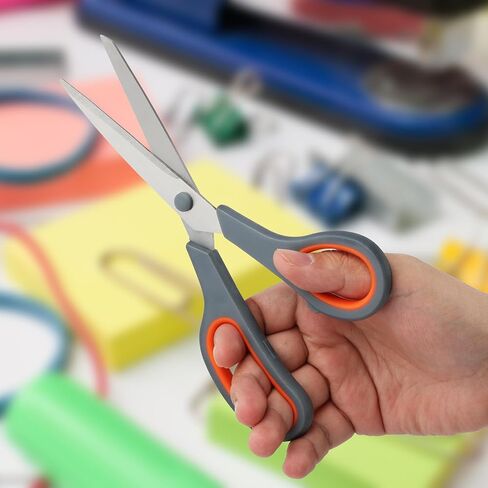 Scissors Fabric All Purpose Scissors for Office Multipurpose, Comfort Grip, PVD Coated, Stainless Steel Office Scissor 8 inch Grey Orange in Saudi Arabia