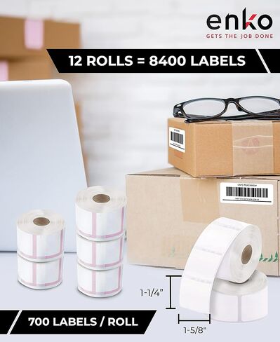 enKo [12 لفة، 8400 ملصق] ملصقات طوابع بريدية على الإنترنت متوافقة مع Dymo 30915 Endicia لمشتركي Endicia المدفوعين (1-5/8" x 1-1/4") لطابعة Dymo LabelWriter in Kuwait